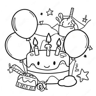 快樂的五歲生日慶祝著色頁 著色頁