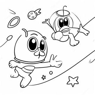 任和斯蒂姆比在太空中的著色頁 著色頁
