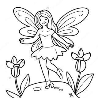 You Ya De Xian Nu Zai Hua Shang Tiao Wu Zhu Se Ye 120198-54999