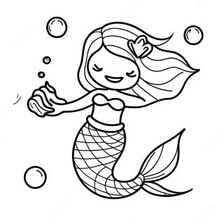 優雅黑色美人魚海底著色頁 著色頁