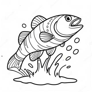 色彩繽紛的鱸魚跳出水面著色頁 著色頁