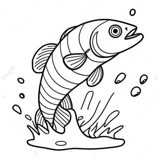 色彩繽紛的鱸魚跳出水面著色頁 著色頁