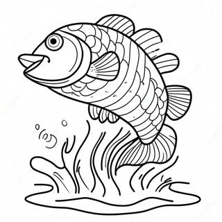色彩繽紛的鱸魚跳出水面著色頁 著色頁