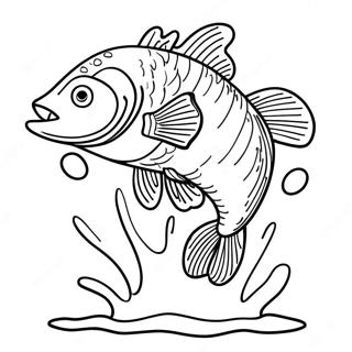 色彩繽紛的鱸魚跳出水面著色頁 著色頁