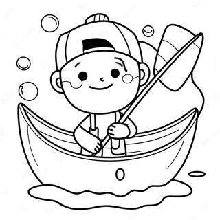 快樂的小孩釣鱸魚著色頁 著色頁