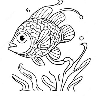 活潑的鱸魚在水下游著色頁 著色頁