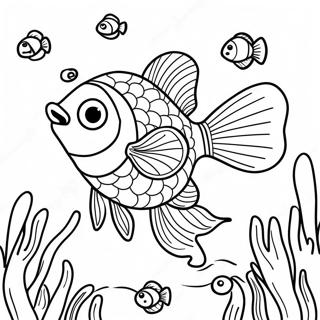 活潑的鱸魚在水下游著色頁 著色頁