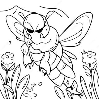 Mi Feng Zai Hua Yuan Zhong De Zhu Se Ye 14444-3163