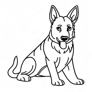 警覺的德國牧羊犬守衛著色頁 著色頁