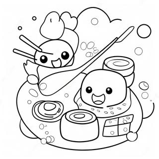可愛的卡通壽司著色頁 著色頁