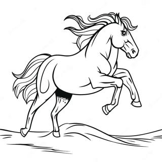 雄偉的野馬奔跑著色頁 著色頁