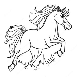 雄偉的野馬奔跑著色頁 著色頁
