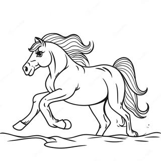 雄偉的野馬奔跑著色頁 著色頁