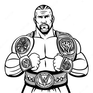 Triple H 握著兩個腰帶著色頁 著色頁