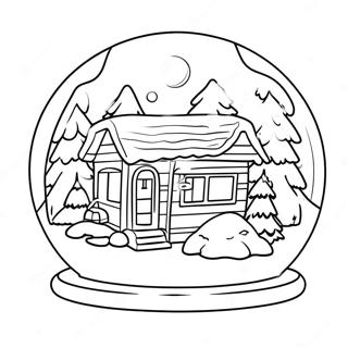 雪球中的舒適小屋著色頁 著色頁