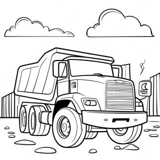 建築工地上的自卸卡車著色頁 著色頁