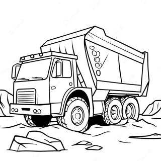 建築工地上的自卸卡車著色頁 著色頁