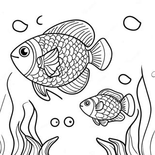 色彩繽紛的魚游泳著色頁 著色頁