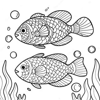 色彩繽紛的魚游泳著色頁 著色頁
