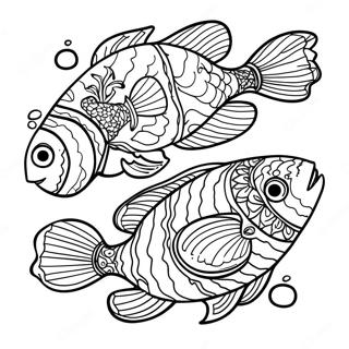 色彩繽紛的魚游泳著色頁 著色頁