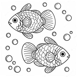 色彩繽紛的魚游泳著色頁 著色頁